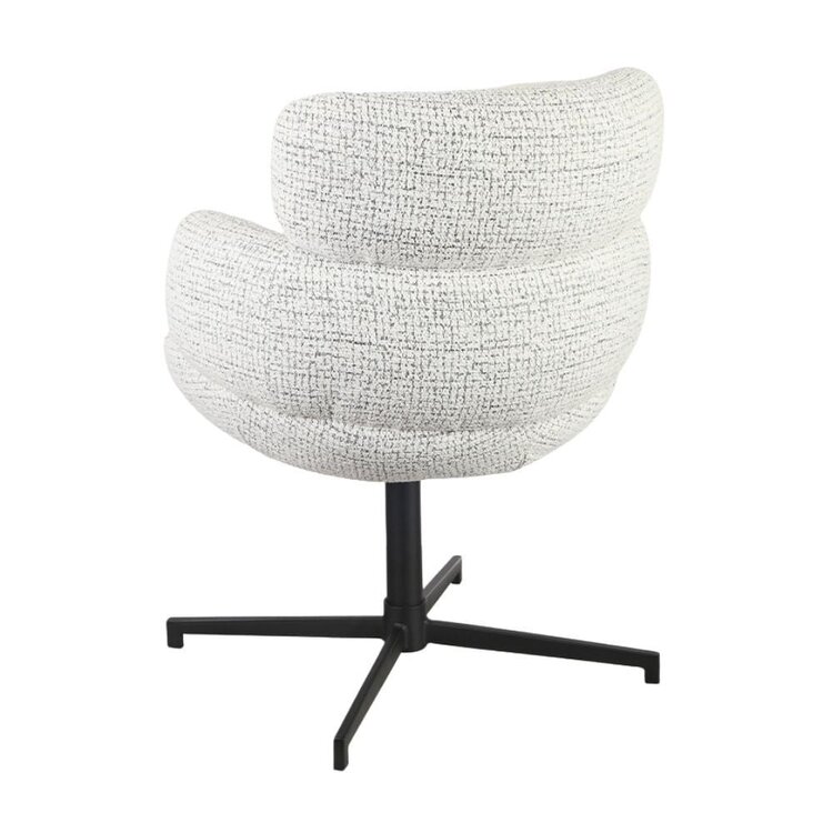 Chaise de salle à manger Coco en tissu chiné blanc cassé/noir