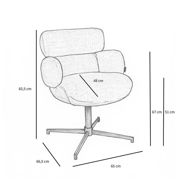 Chaise de salle à manger Coco en tissu chiné blanc cassé/noir