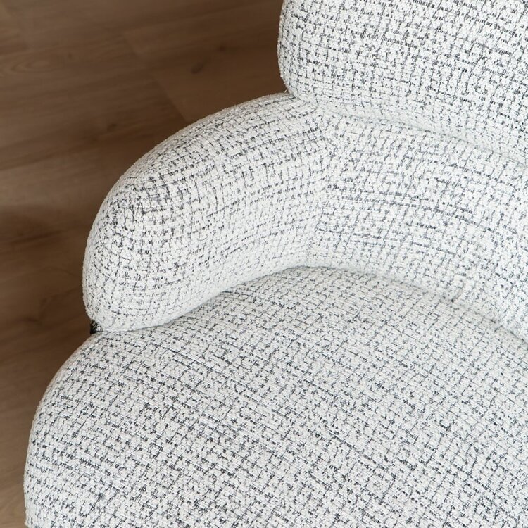 Chaise de salle à manger Coco en tissu chiné blanc cassé/noir