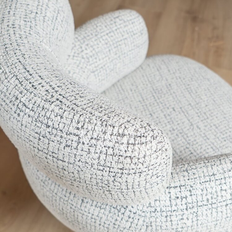 Chaise de salle à manger Coco en tissu chiné blanc cassé/noir