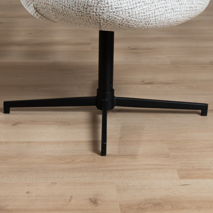 Chaise de salle à manger Coco en tissu chiné blanc cassé/noir