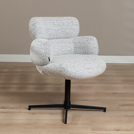 Chaise de salle à manger Coco en tissu chiné blanc cassé/ noir