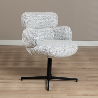 Chaise de salle à manger Coco en tissu chiné blanc cassé/ noir