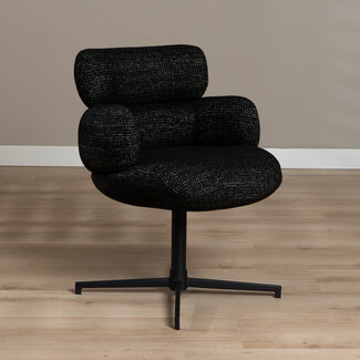 Chaise de salle à manger Coco en tissu chiné noir