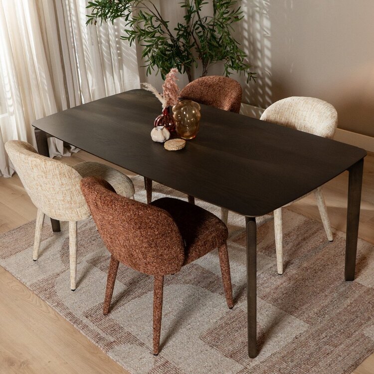 Chaise de salle à manger Charlie en chenille beige