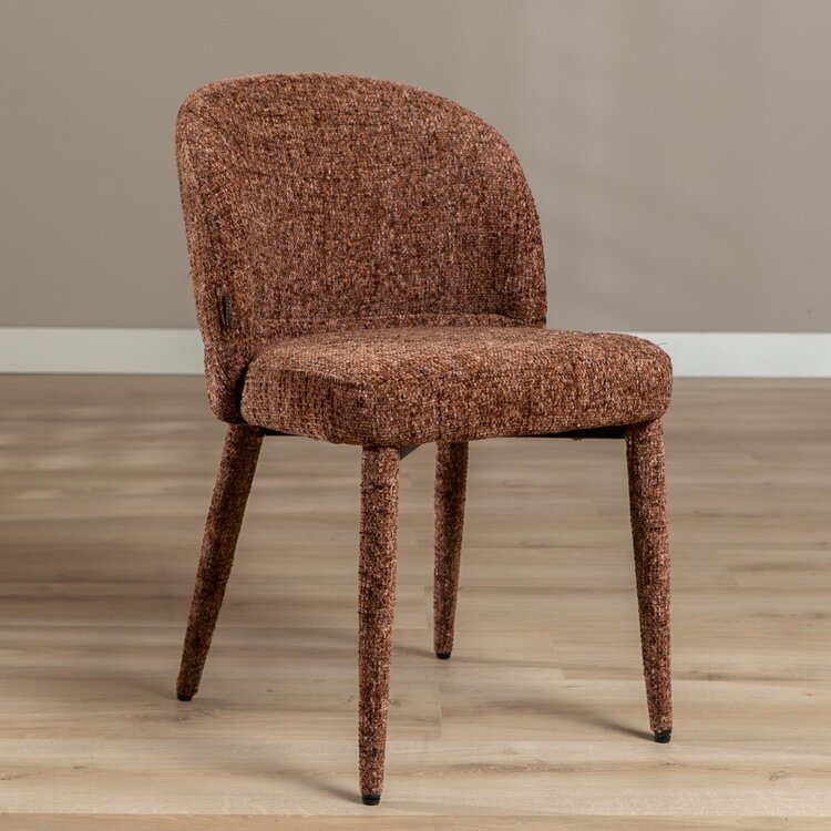 Chaise de salle à manger Charlie en chenille cuivre