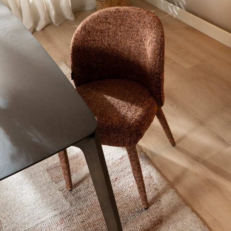 Chaise de salle à manger Charlie en chenille cuivre