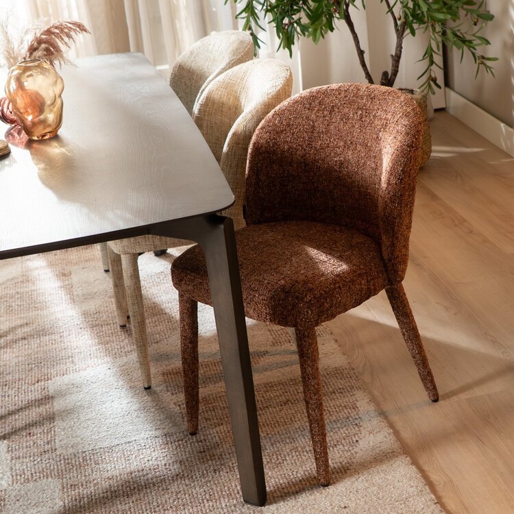 Chaise de salle à manger Charlie en chenille cuivre