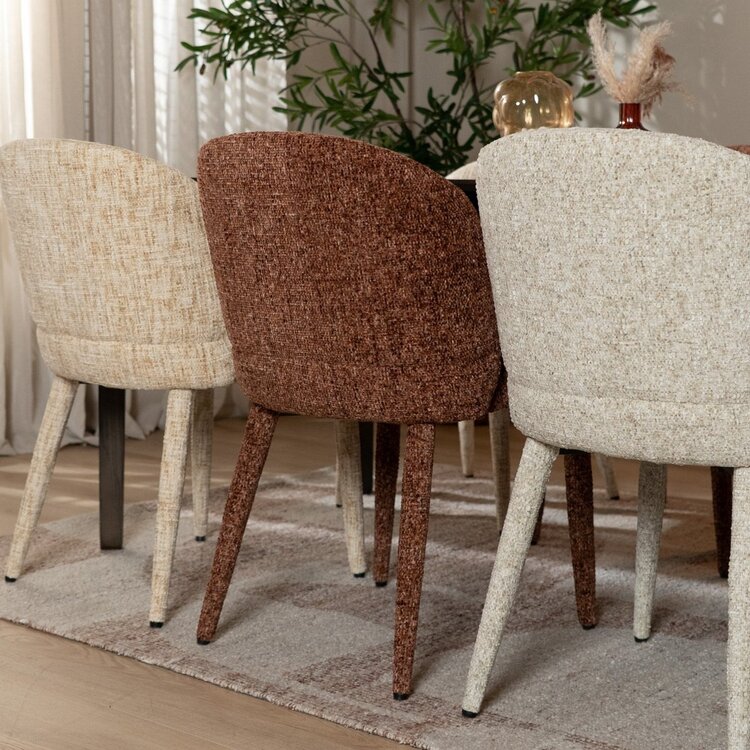 Chaise de salle à manger Charlie en chenille cuivre