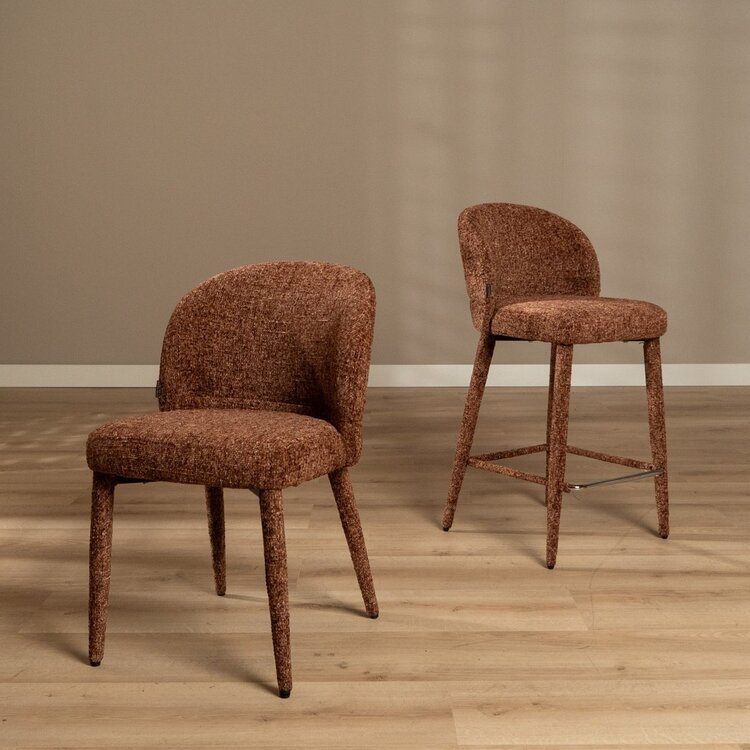 Chaise de salle à manger Charlie en chenille cuivre