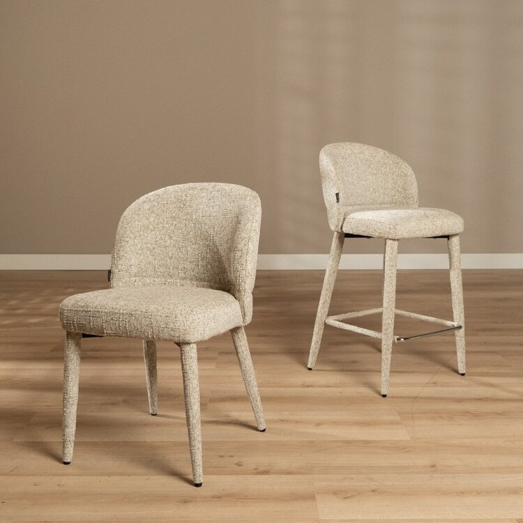 Chaise de salle à manger Charlie en chenille taupe