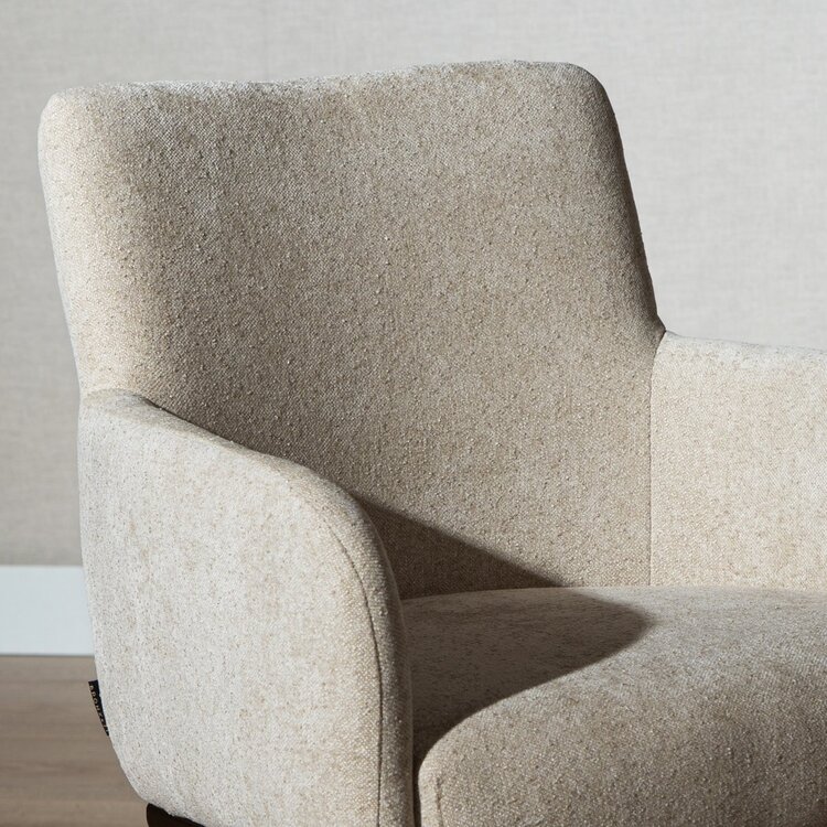 Chaise de salle à manger à roulettes Finn en chenille beige