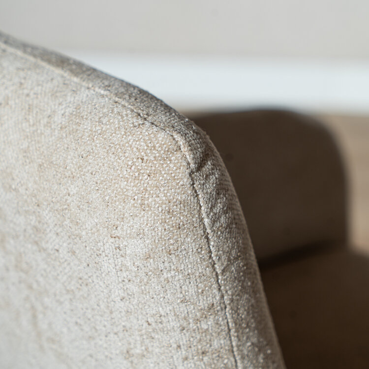 Chaise de salle à manger à roulettes Finn en chenille beige