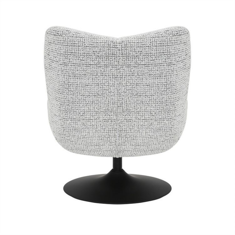 Fauteuil pivotant Moira en tissu chiné off-white/ noir