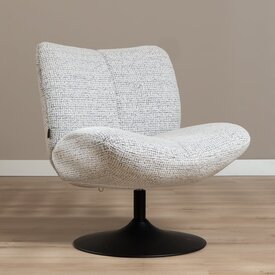 Fauteuil pivotant Moira en tissu chiné off-white/ noir