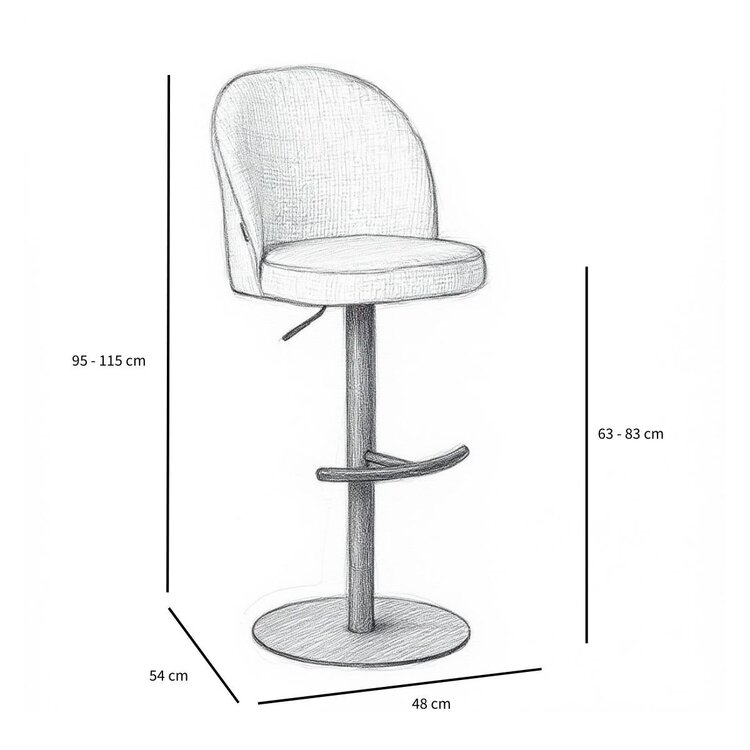 Tabouret de bar Odin en tissu chiné beige 63-83 cm