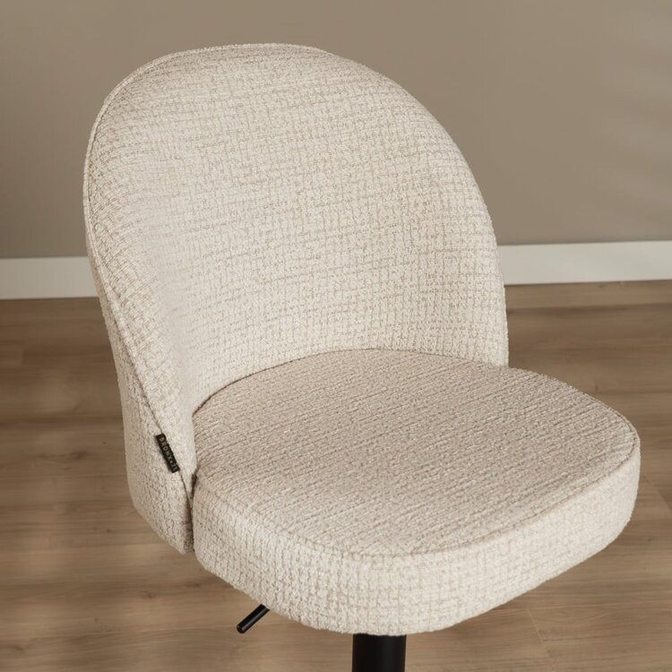 Tabouret de bar Odin en tissu chiné beige 63-83 cm