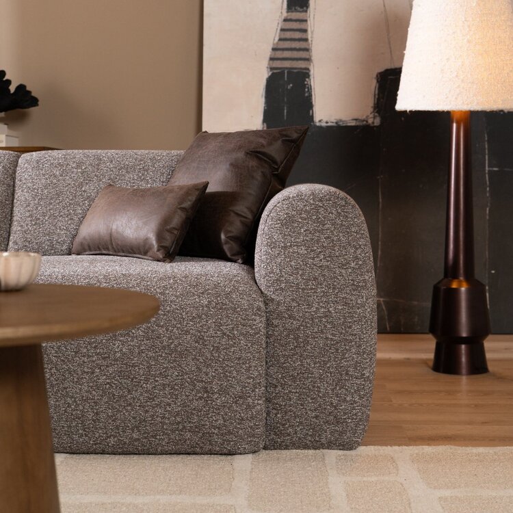 Canapé 2,5 places Maine en tissu bouclé brun/gris