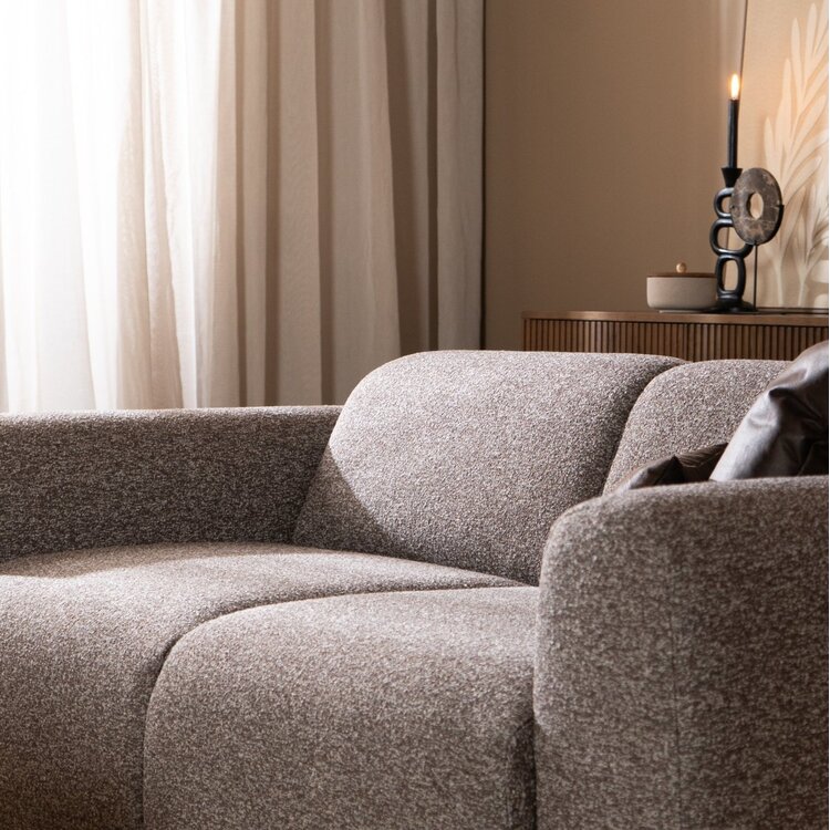 Canapé 2,5 places Maine en tissu bouclé brun/gris