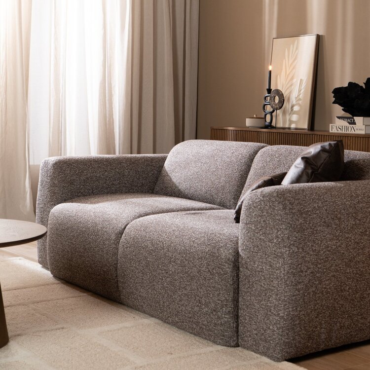 Canapé 2,5 places Maine en tissu bouclé brun/gris