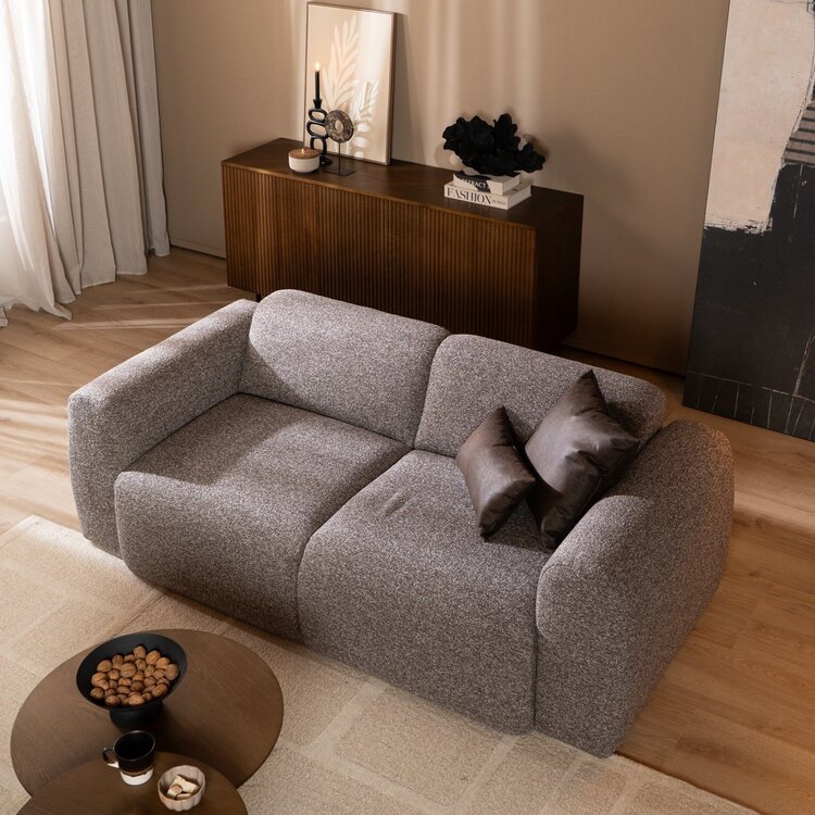 Canapé 2,5 places Maine en tissu bouclé brun/gris