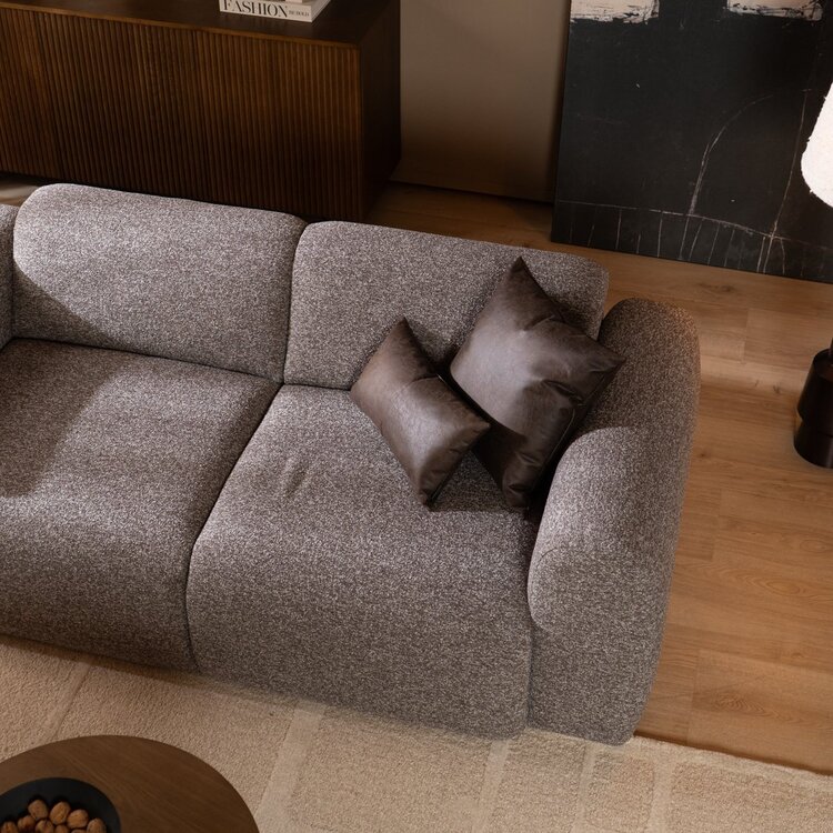 Canapé 2,5 places Maine en tissu bouclé brun/gris