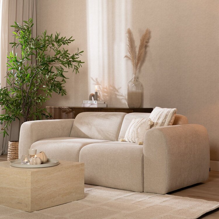 Canapé 2,5 places Maine en tissu chenille beige