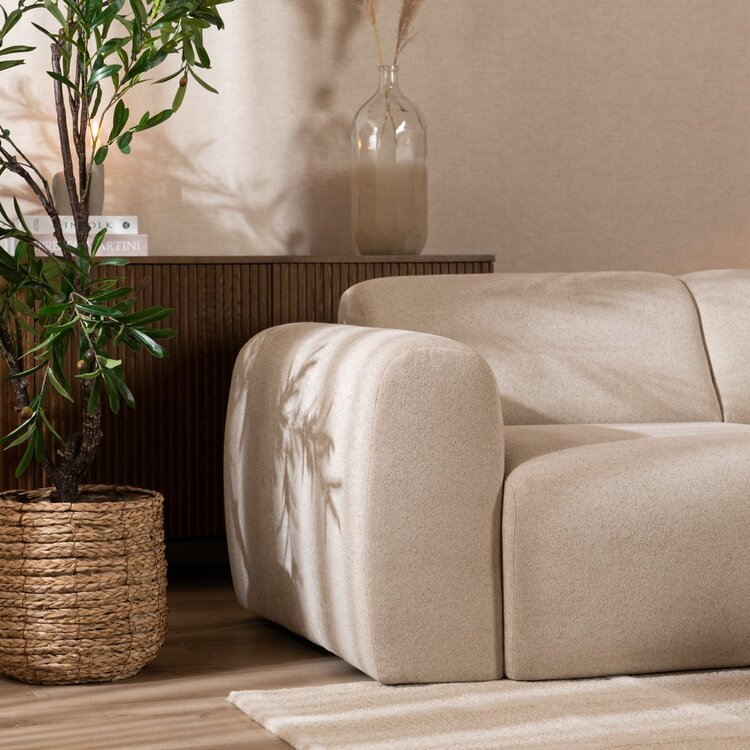 Canapé 2,5 places Maine en tissu chenille beige