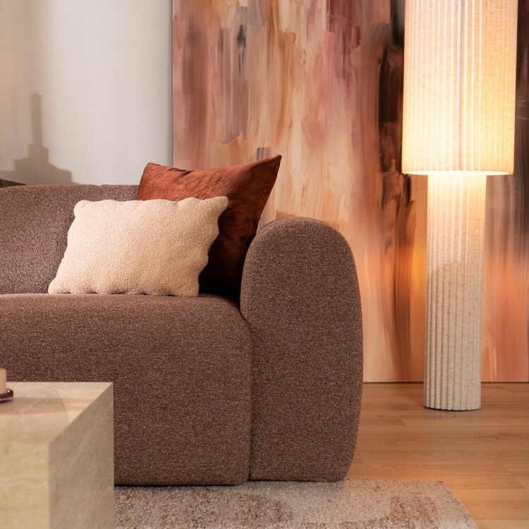 Canapé 2,5 places Maine en tissu bouclé rouge/rose