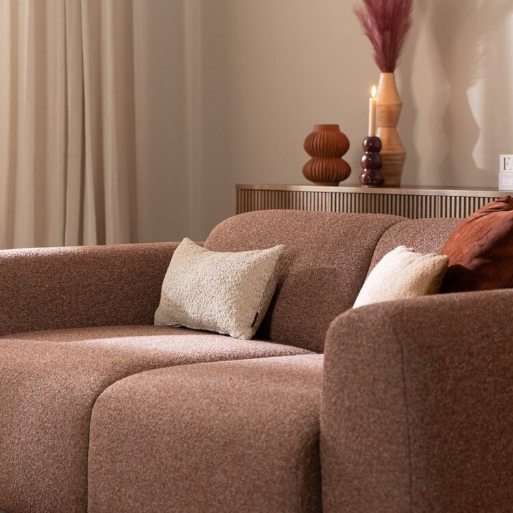 Canapé 2,5 places Maine en tissu bouclé rouge/rose