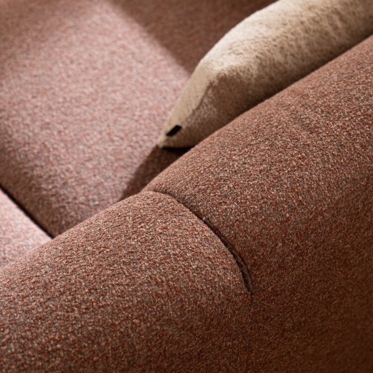 Canapé 2,5 places Maine en tissu bouclé rouge/rose