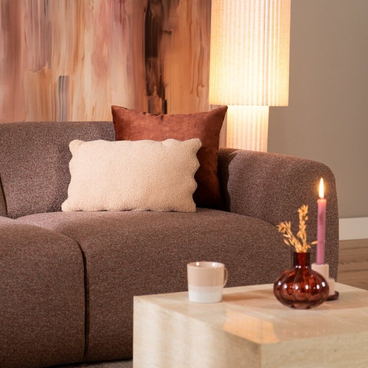 Canapé 2,5 places Maine en tissu bouclé rouge/rose