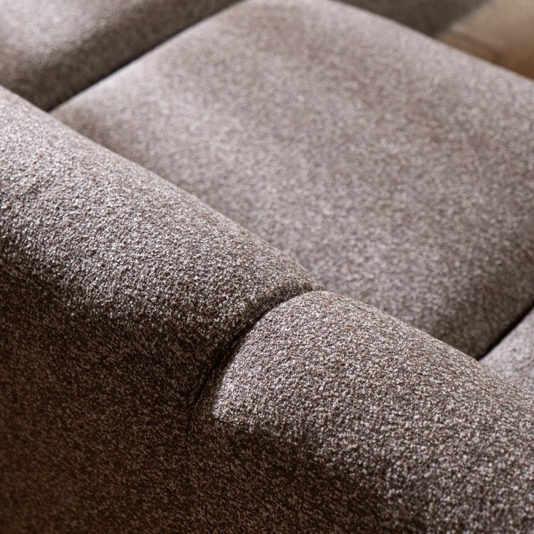 Canapé d'angle droit Maine en tissu bouclé brun/gris