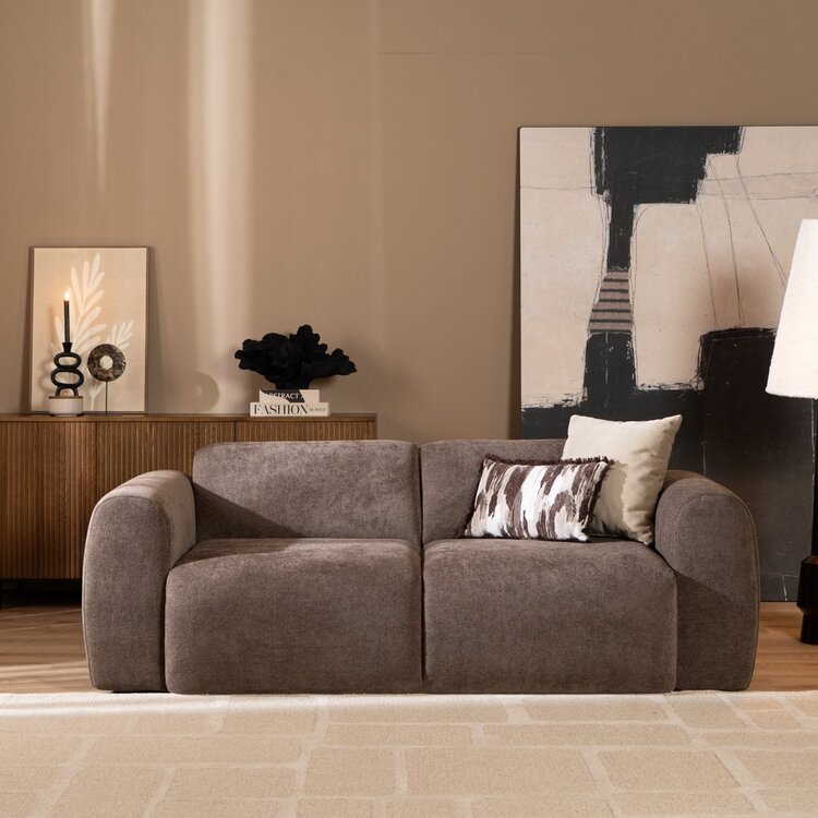 Canapé 2,5 places Maine en tissu chenille brun