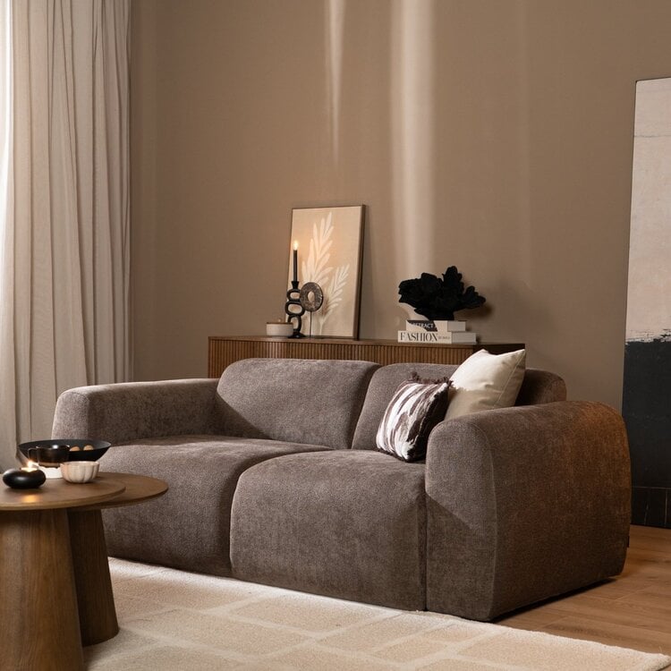 Canapé 2,5 places Maine en tissu chenille brun