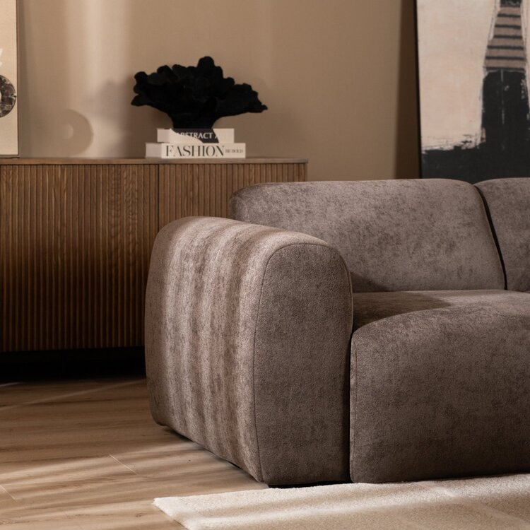 Canapé 2,5 places Maine en tissu chenille brun