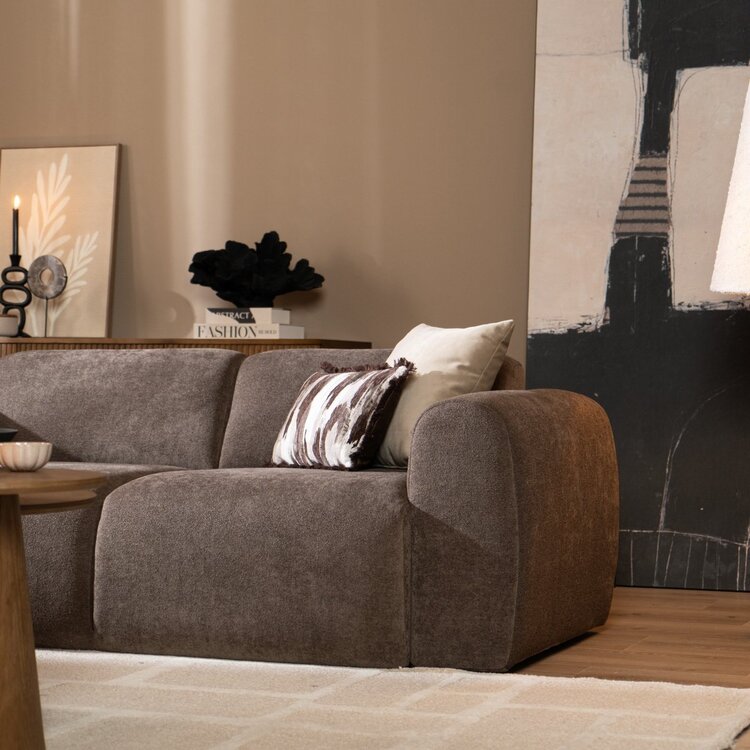 Canapé 2,5 places Maine en tissu chenille brun