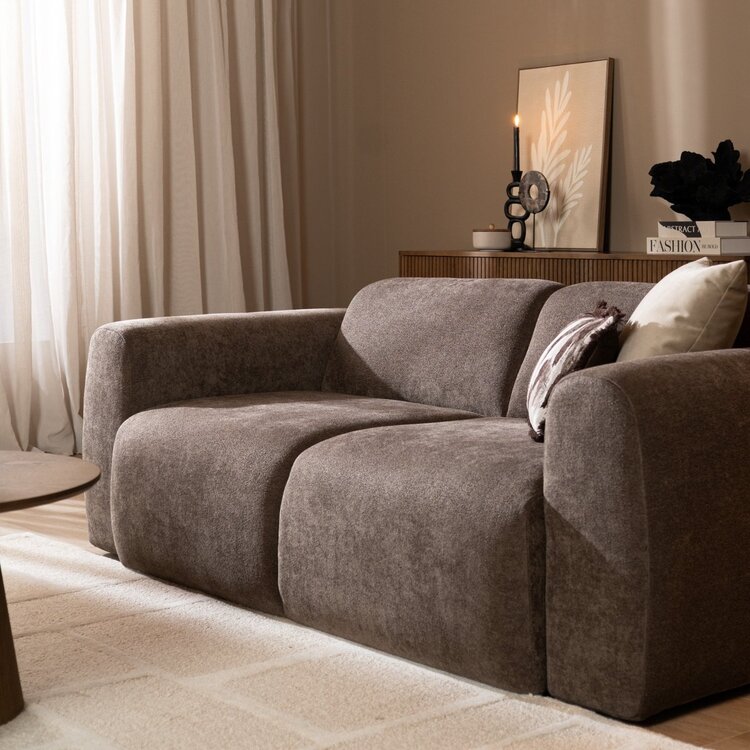 Canapé 2,5 places Maine en tissu chenille brun