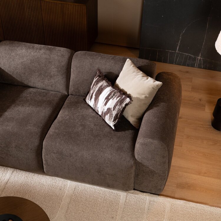 Canapé 2,5 places Maine en tissu chenille brun