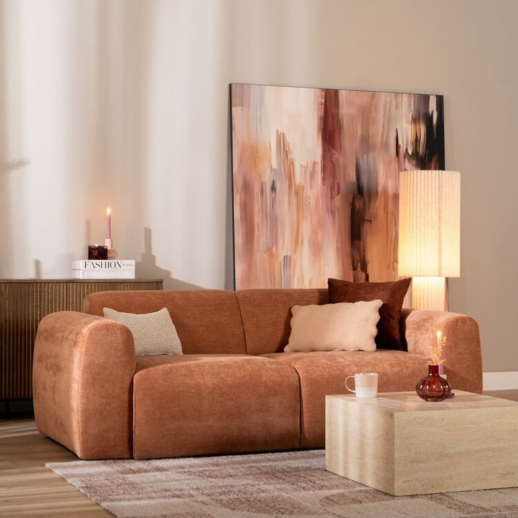 Canapé 2,5 places Maine en tissu chiné terracotta