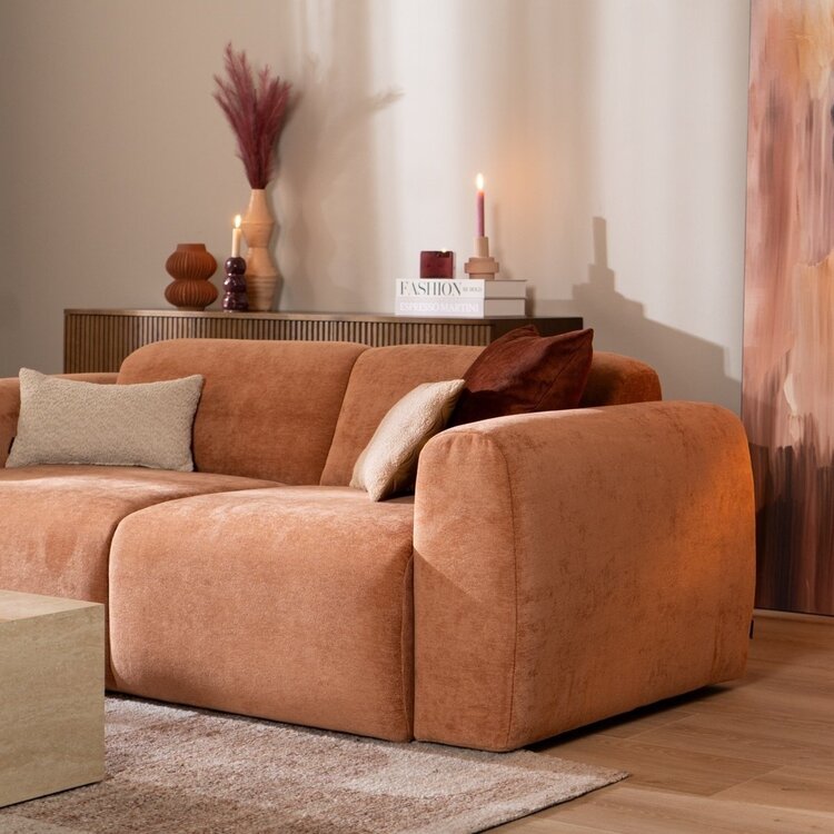 Canapé 2,5 places Maine en tissu chiné terracotta