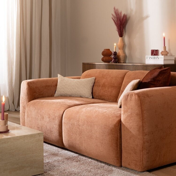 Canapé 2,5 places Maine en tissu chiné terracotta