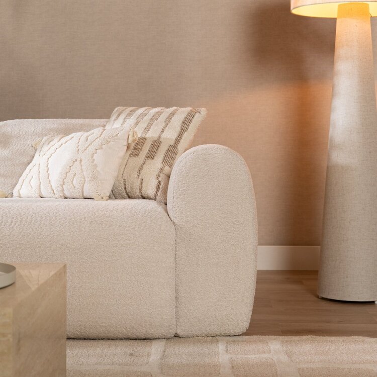 Canapé 2,5 places Maine en tissu bouclé blanc cassé