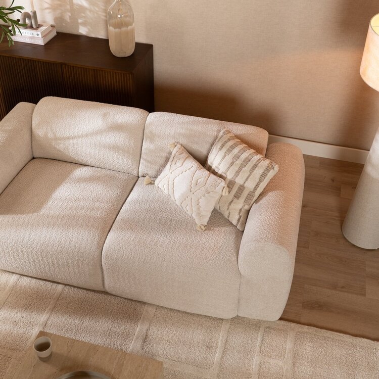 Canapé 2,5 places Maine en tissu bouclé blanc cassé