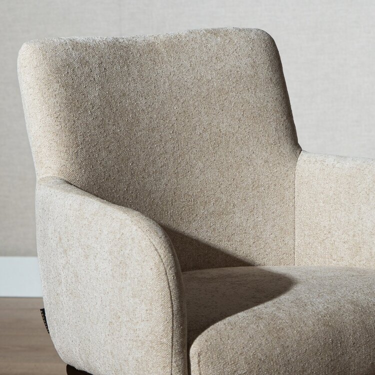 Chaise de salle à manger à roulettes Finn en chenille beige