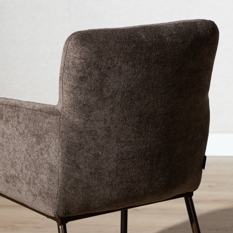 Chaise de salle à manger à roulettes Finn en chenille marron