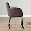 Chaise de salle à manger à roulettes Finn en chenille marron