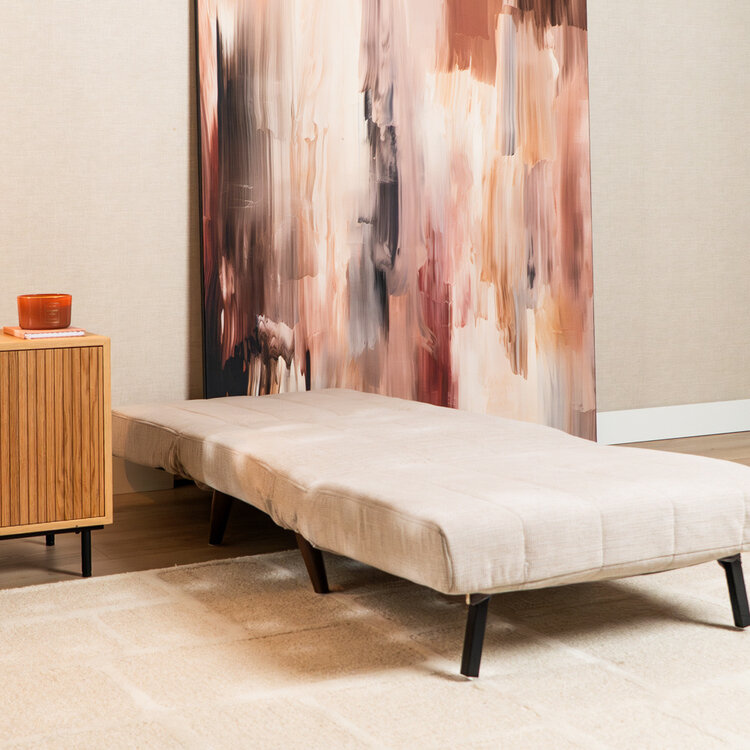 Fauteuil convertible lit 80 x 190 cm Hanna tissu recyclé beige