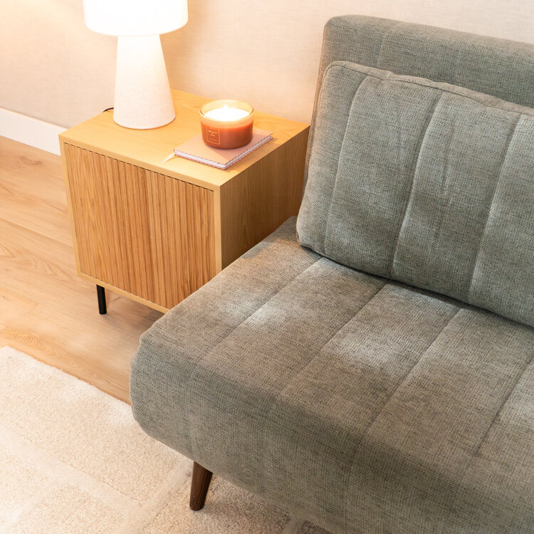 Fauteuil convertible lit 80 x 190 cm Hanna tissu recyclé vert