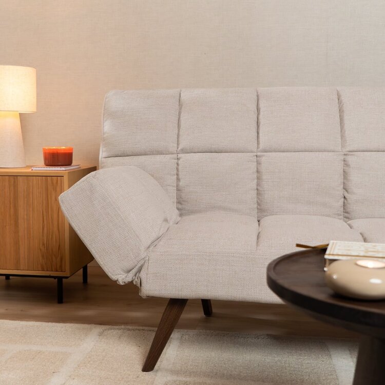 Canapé convertible lit 110 x 180 cm Timo beige tissu recyclé
